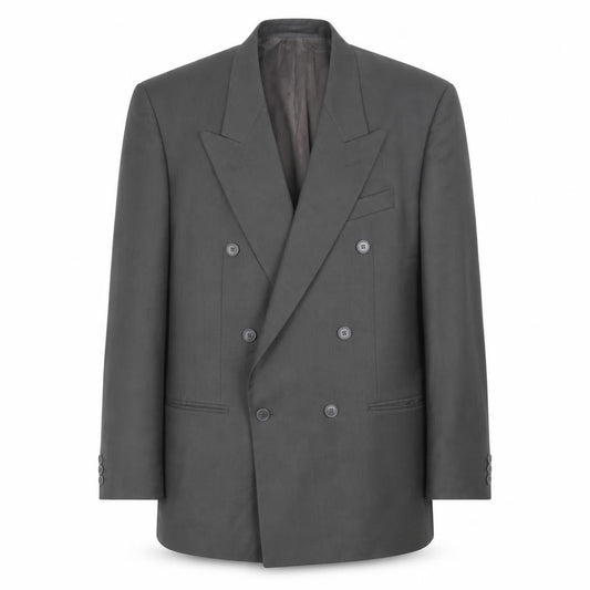 Front view of Burton men’s grey polyester jacket suit jacket, size 34