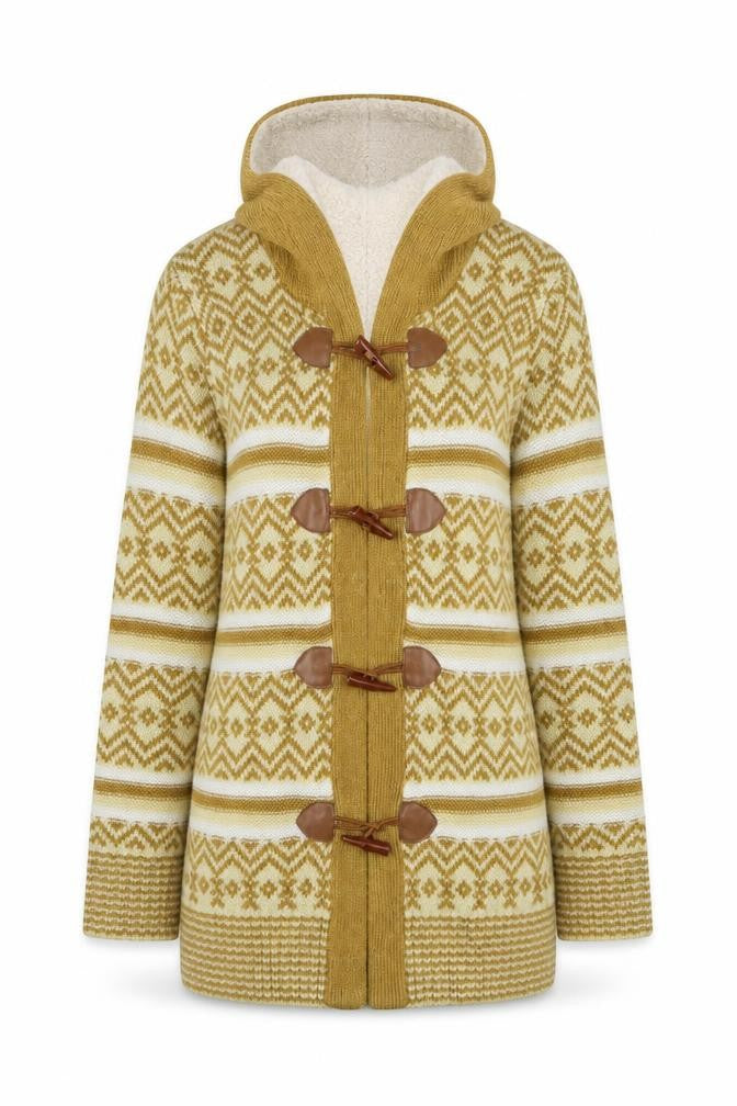Be You Womens Yellow Argyle/Diamond Overcoat Coatigan Size 12