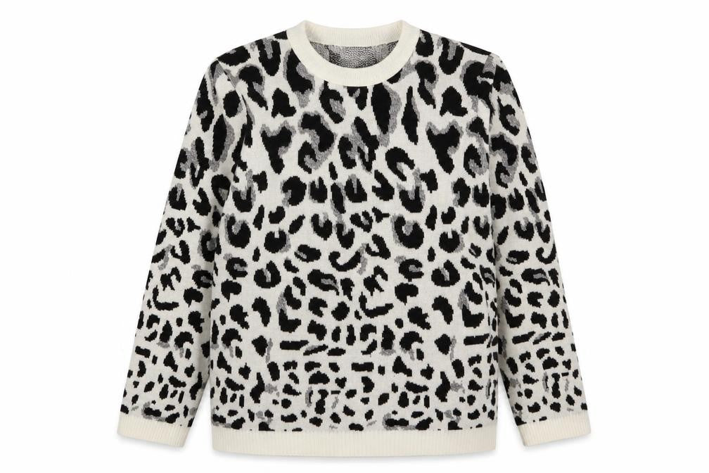 In Stitches Womens Multicoloured Round Neck Animal Print Acrylic Pullover Jumper Size S