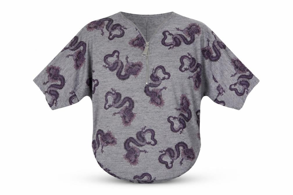 Front view of Apricot women’s grey v-neck geometric polyester jumper, size S