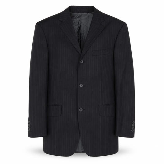 Front view of Fellin men’s black striped polyester jacket suit jacket, size 38