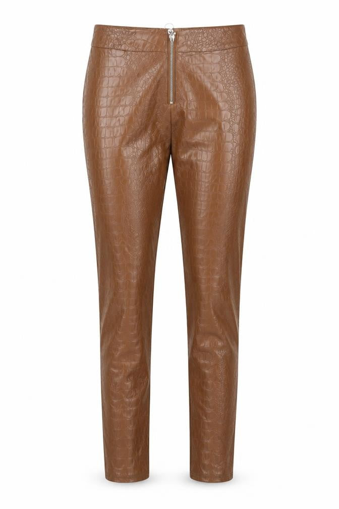 Preworn Womens Brown Animal Print Polyacrylate Fibre Trousers Size M L28 in Regular Zip