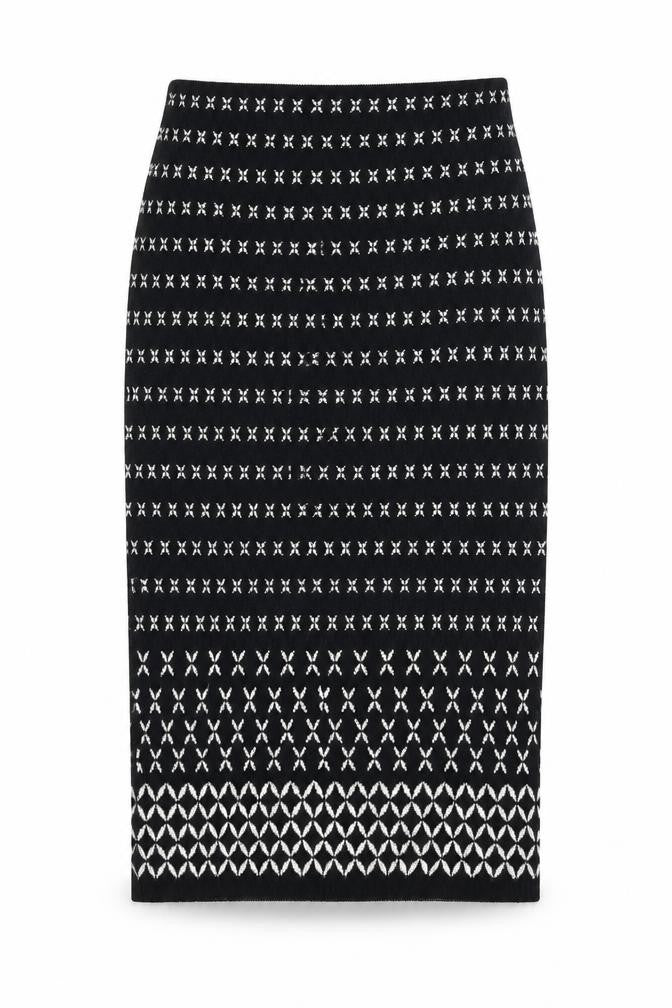 Max Studio Womens Black Geometric Viscose Straight & Pencil Skirt Size S
