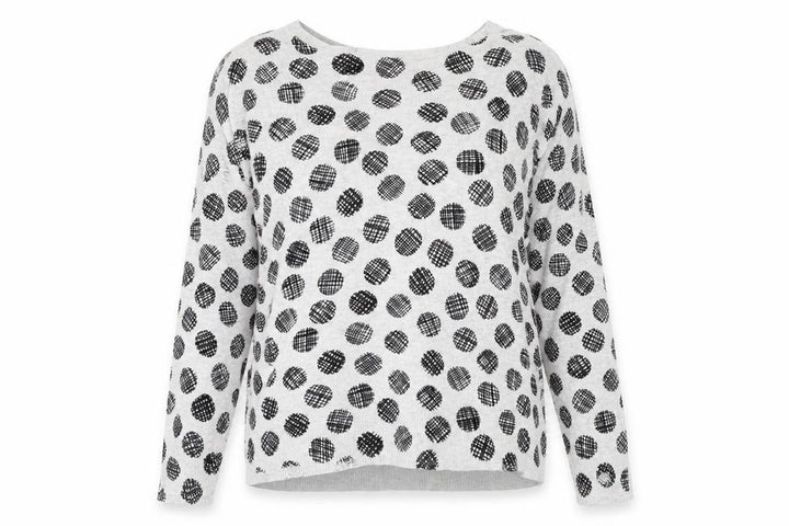 Marks & Spencer Womens Grey Round Neck Polka Dot Viscose Pullover Jumper Size 14