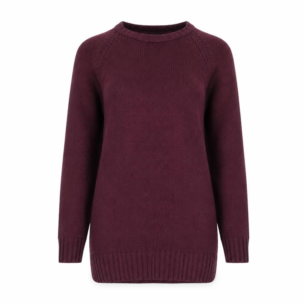 Front view of H&M women’s purple round neck acrylic jumper, size XS