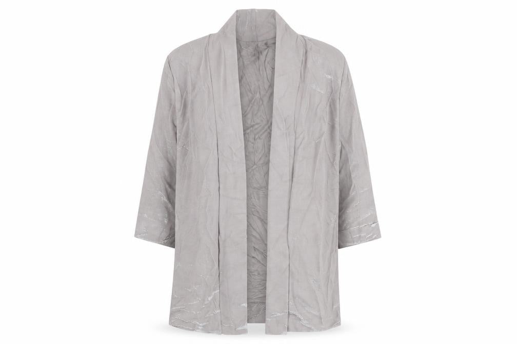 Front view of H&M women’s grey viscose jacket blazer, size M