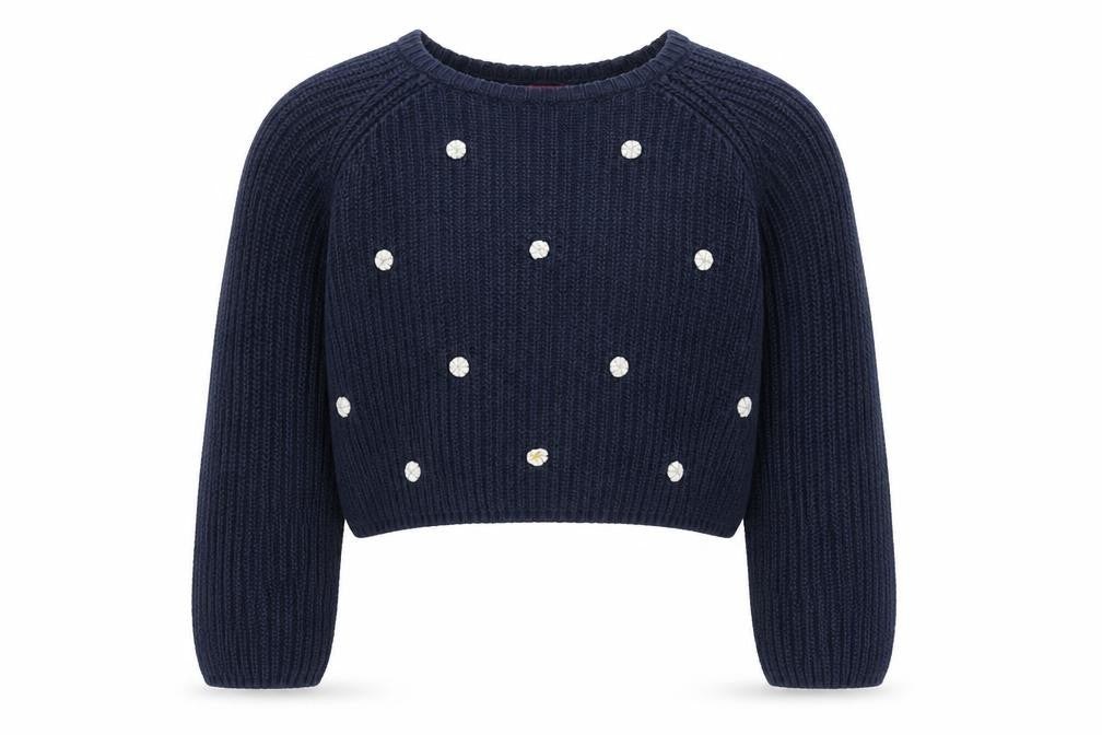 YD Girls Blue Round Neck Cotton Pullover Jumper Size 12-13 Years