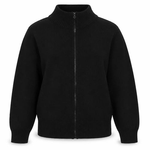 Ron Kay Womens Black High Neck Acrylic Full Zip Jumper Size 12
