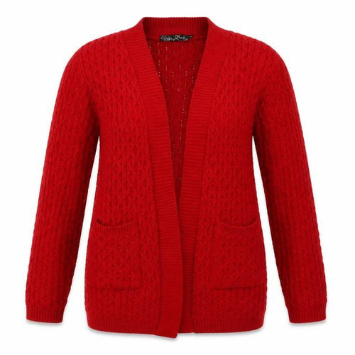 PINK Womens Red V-Neck Acrylic Cardigan Jumper Size S