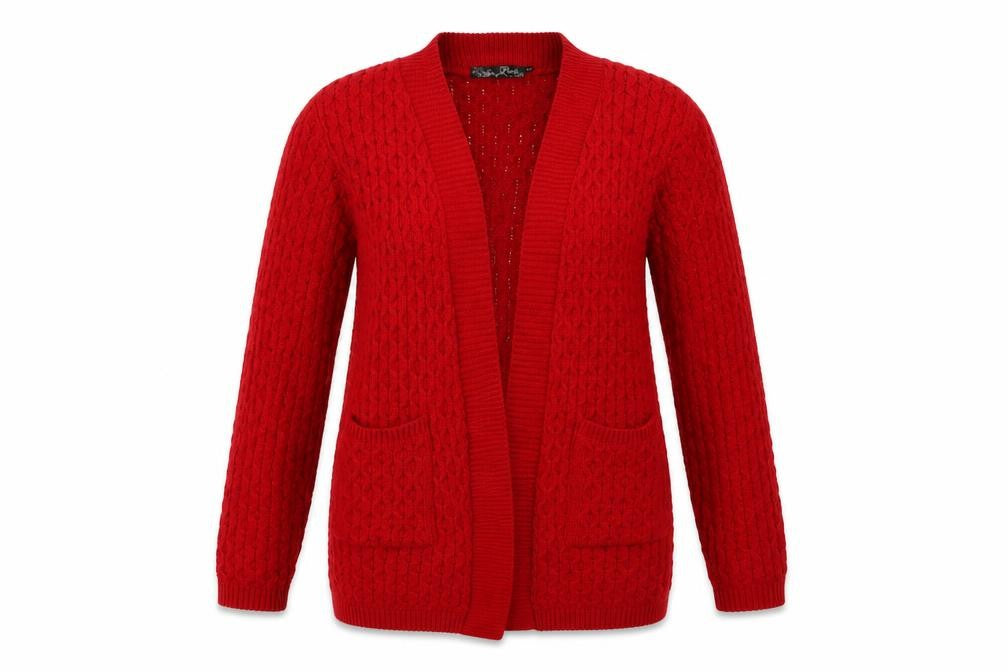 PINK Womens Red V-Neck Acrylic Cardigan Jumper Size S