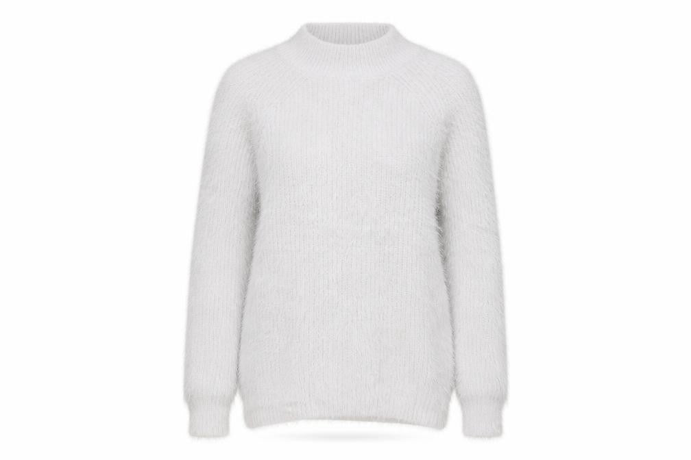 Front view of Primark women’s grey mock neck nylon jumper, size UK 4