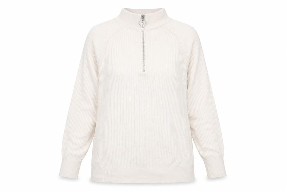 Marks & Spencer Womens Ivory High Neck Viscose Pullover Jumper Size M