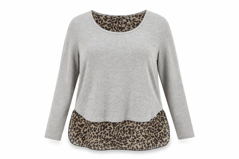 Izabel London Womens Grey Boat Neck Animal Print Viscose Pullover Jumper Size 14