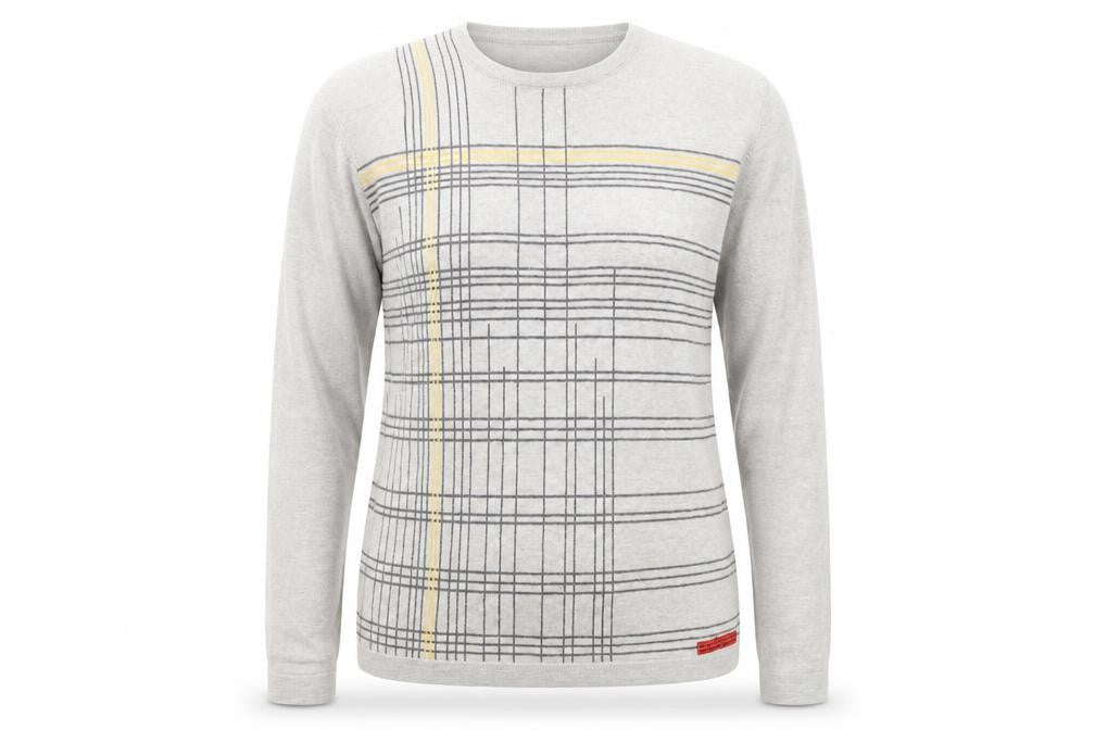 Front view of River Island women’s grey round neck geometric cotton jumper, size S