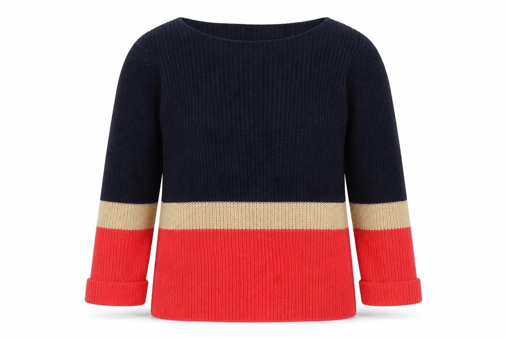 Front view of Next women’s multicoloured round neck acrylic jumper, size UK 6