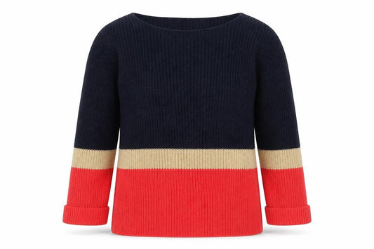 Front view of Next women’s multicoloured round neck acrylic jumper, size UK 6