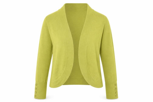 Front view of Collection at Debenhams women’s green v-neck polyester cardigan jumper, size UK 12
