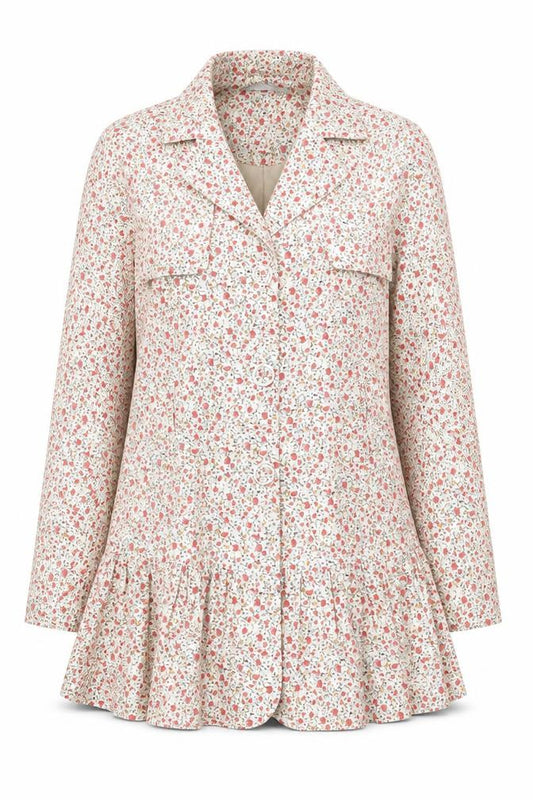 Front view of Debenhams women’s multicoloured floral jacket coat, size UK 12, button