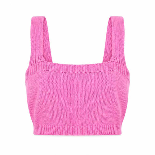 Monki Womens Pink Square Neck Acrylic Vest Jumper Size M