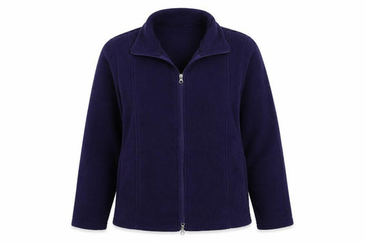 Front view of Anne De Lancay women’s purple jacket, size S, zip