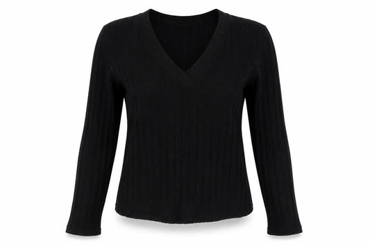 Front view of SHEIN women’s black polyester pullover sweatshirt, size L, pullover