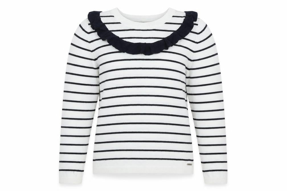 Autograph` Girls White Striped Viscose Basic Casual Size 10-11 Years Round Neck
