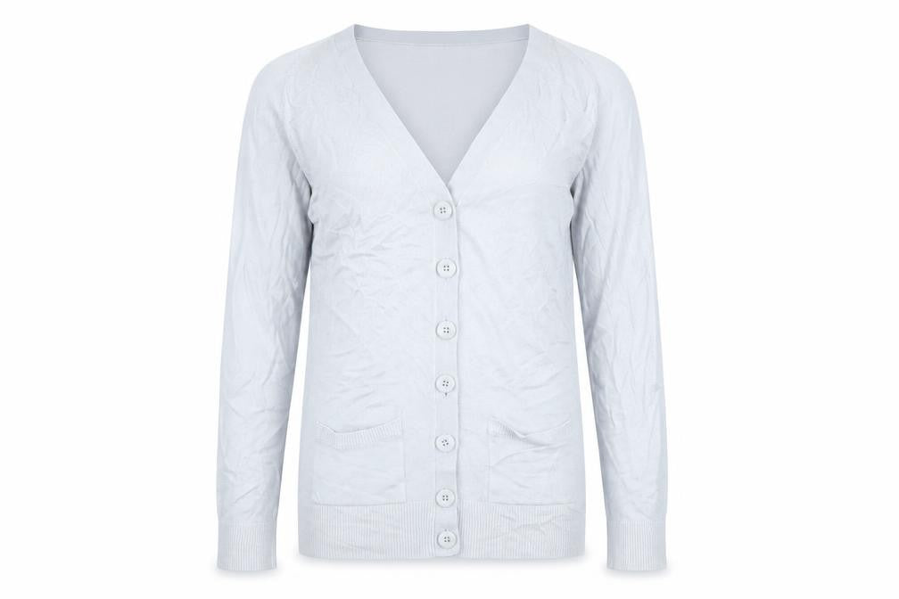 Marks and Spencer Womens Grey V-Neck Acrylic Cardigan Jumper Size 14