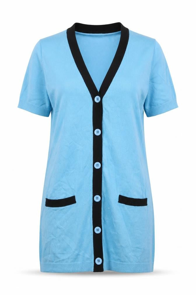 Casamia Womens Blue V-Neck Viscose Cardigan Jumper Size S