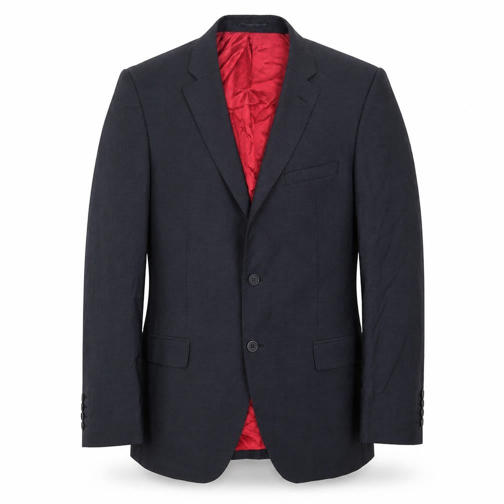 Front view of Santinelli men’s grey polyester jacket suit jacket, size 34