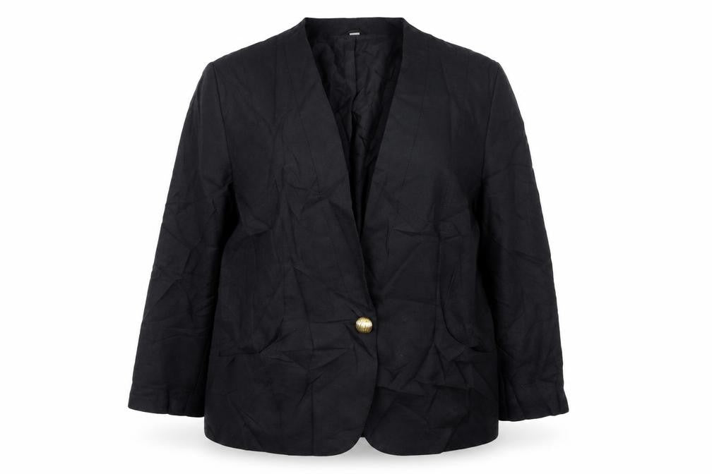 Front view of misssmith women’s black jacket, size UK 16