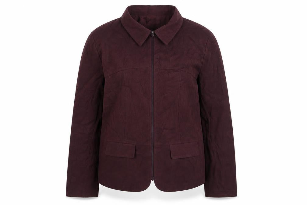 Front view of Sarah Hamilton women’s purple jacket, size UK 14