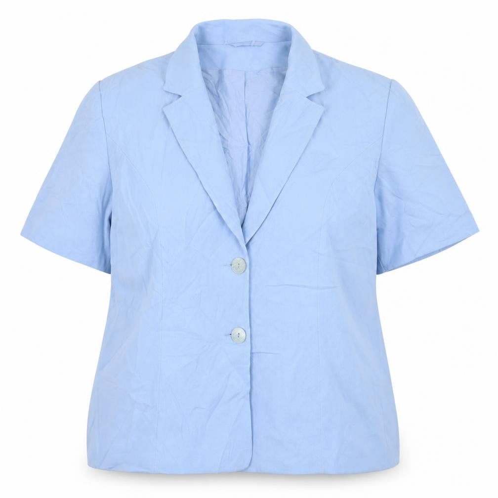 Front view of Richards women’s blue collared polyester cardigan jumper, size UK 16