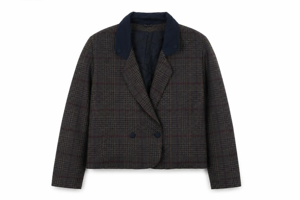 Front view of Richards women’s multicoloured check jacket, size UK 14