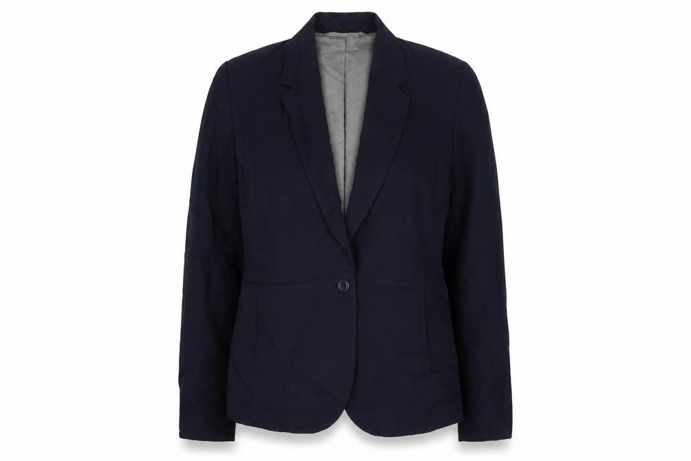 Front view of Next women’s blue jacket, size UK 8