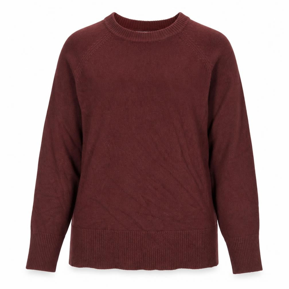 Front view of Papaya women’s brown round neck acrylic jumper, size UK 12