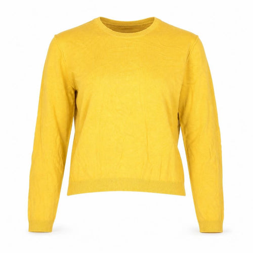 Pull&Bear Womens Yellow Round Neck Polyester Pullover Jumper Size M