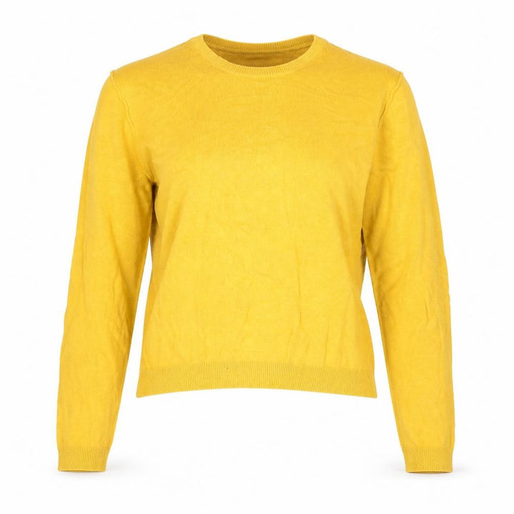Pull&Bear Womens Yellow Round Neck Polyester Pullover Jumper Size M