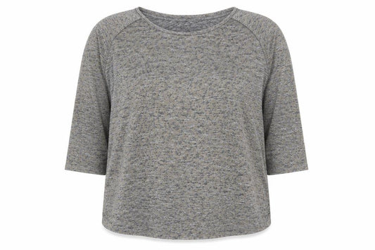 Front view of Next women’s grey animal print polyester jersey blouse, size UK 16, boat neck - metallic