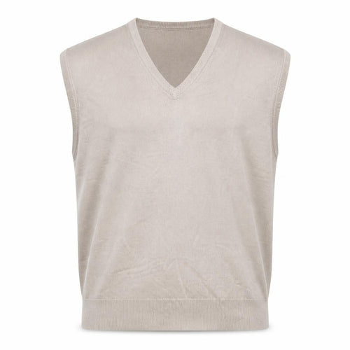 McRichards of Edinburgh Mens Beige V-Neck Acrylic Vest Jumper Size XL