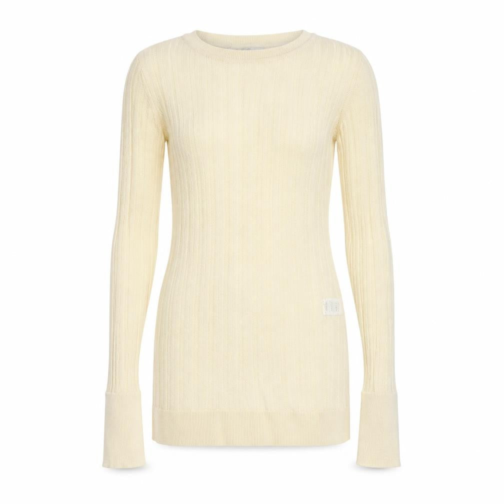 Front view of Next women’s beige round neck viscose jumper, size UK 10