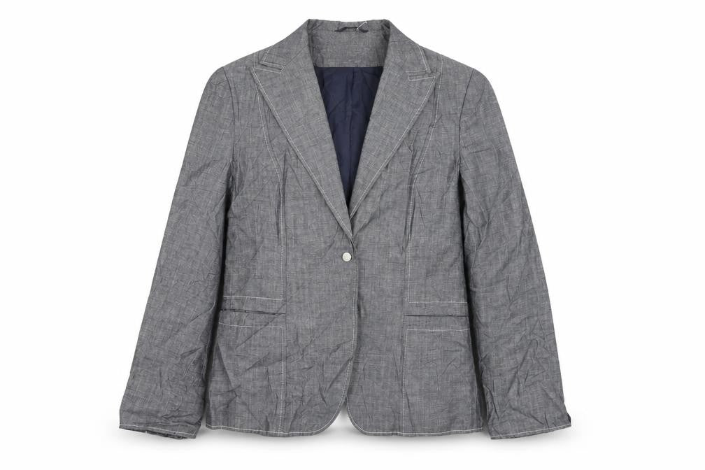 Front view of Off Shoot women’s grey jacket blazer, size UK 14, button
