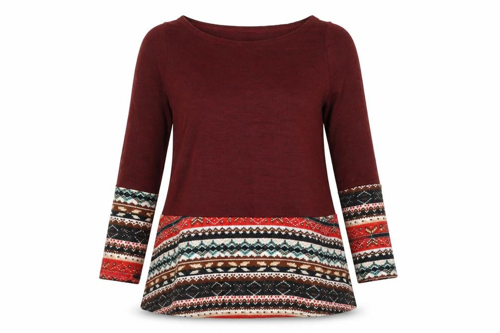 Front view of Preworn women’s red round neck polyester jumper, size M