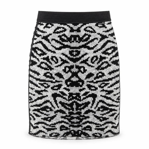 Marc Cain Womens Grey Geometric Wool Skater Skirt Size 28 in