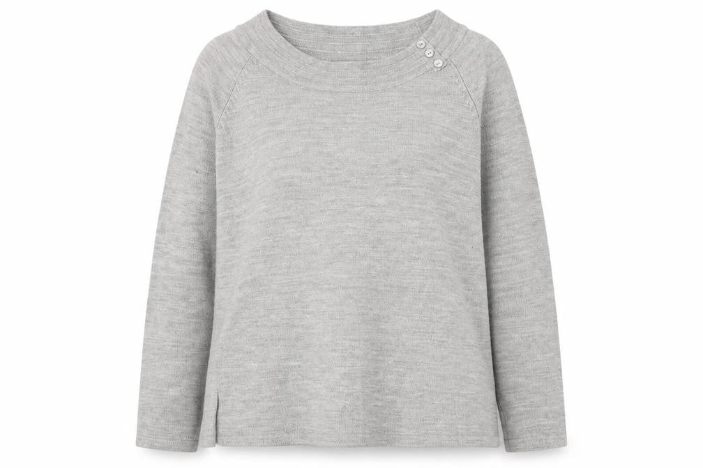 Front view of Ann Marie women’s grey round neck acrylic jumper, size XL
