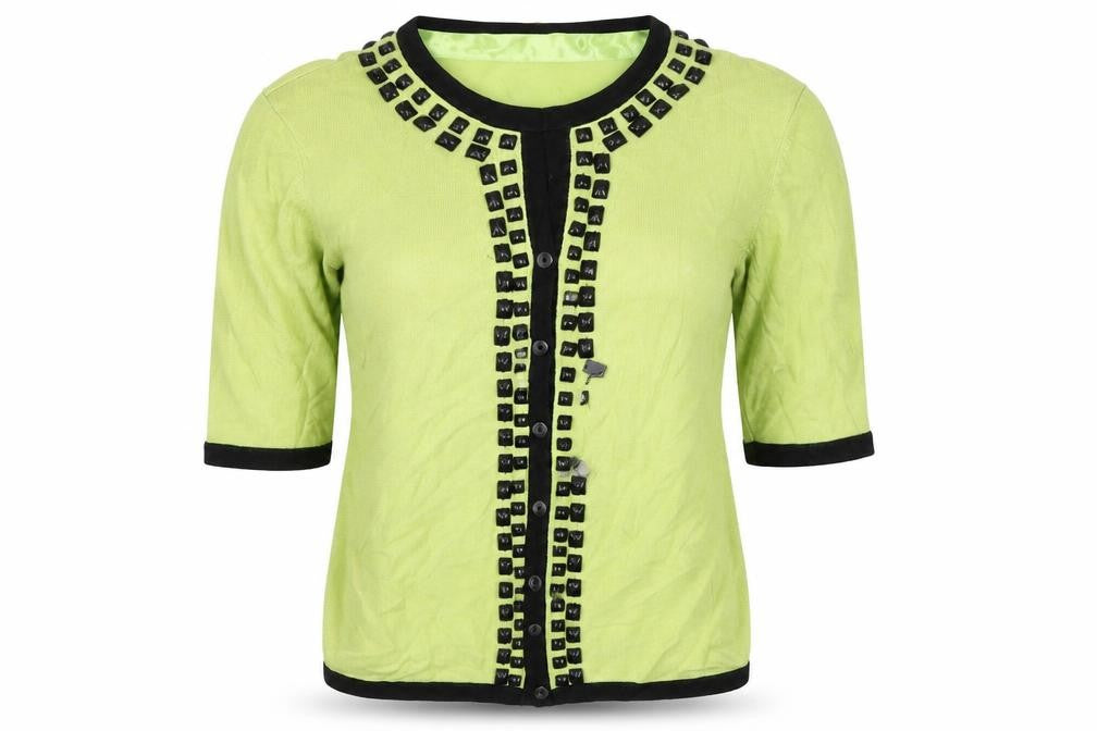 CC Womens Green Round Neck Viscose Cardigan Jumper Size S