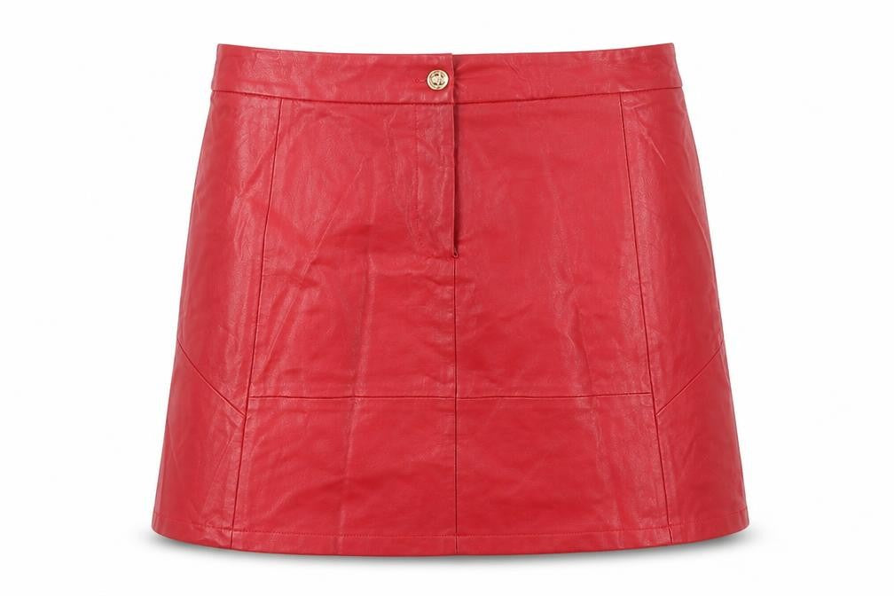 Front view of Traffic People women’s red viscose mini skirt, size M