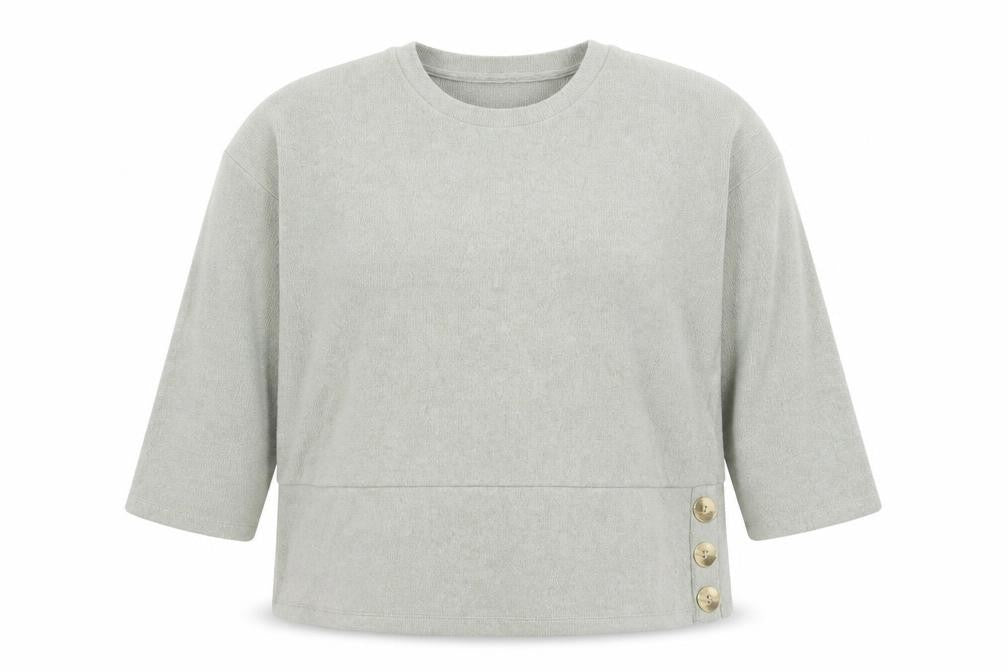 Front view of F&F women’s green round neck viscose jumper, size UK 18