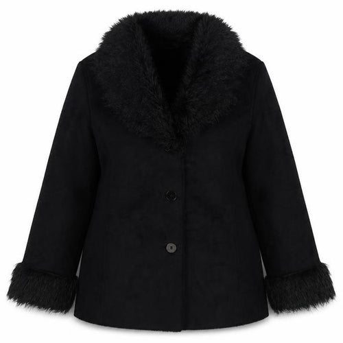 Berkertex Womens Black Overcoat Coat Size 14 Button