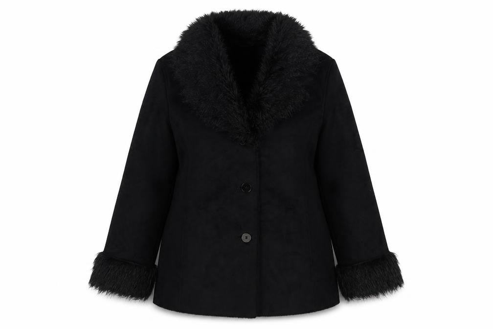 Berkertex Womens Black Overcoat Coat Size 14 Button