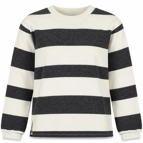 F&F Womens White Striped Polyester Pullover Sweatshirt Size XS Pullover
